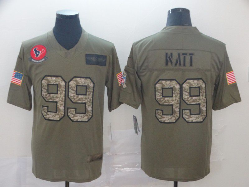 Men Houston Texans #99 Watt Nike 2019 Olive Camo Salute to Service Limited NFL Jerseys